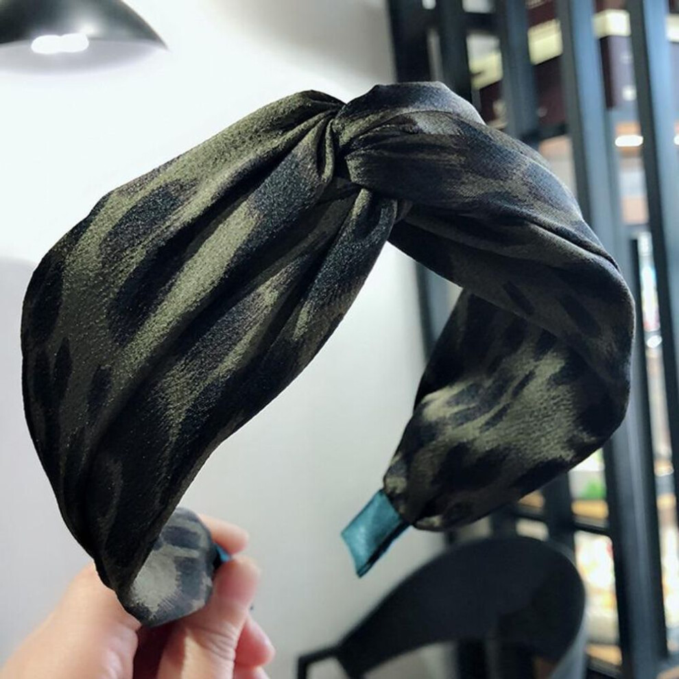 (army green) Woman Leopard Print Headbands Sexy Twist Knot Hairband Girls Hair Accessories