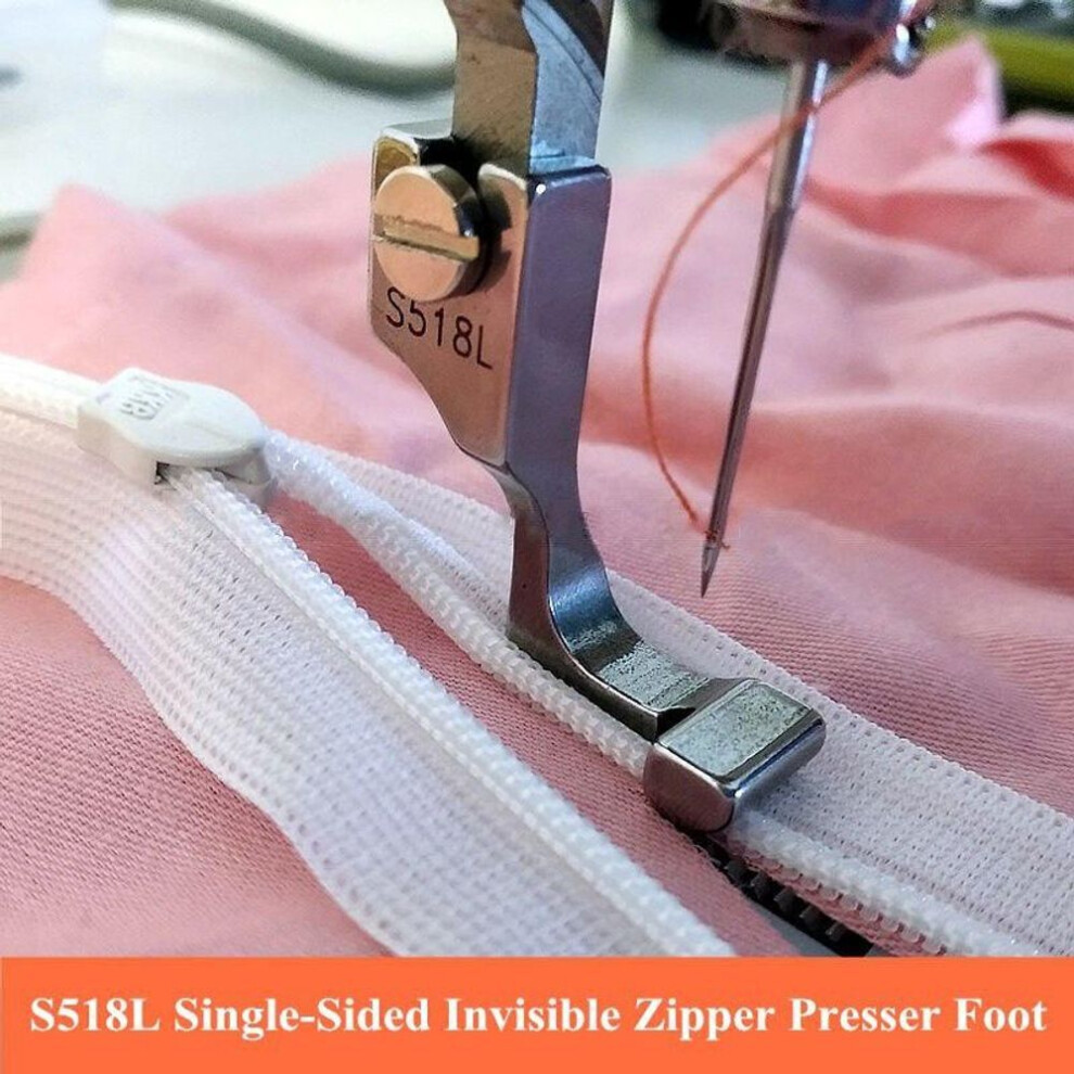 (1pc) Invisible Zipper Presser Foot For Industrial Sewing Machines #s518l/t168, Single-sided Flat Steel, Random