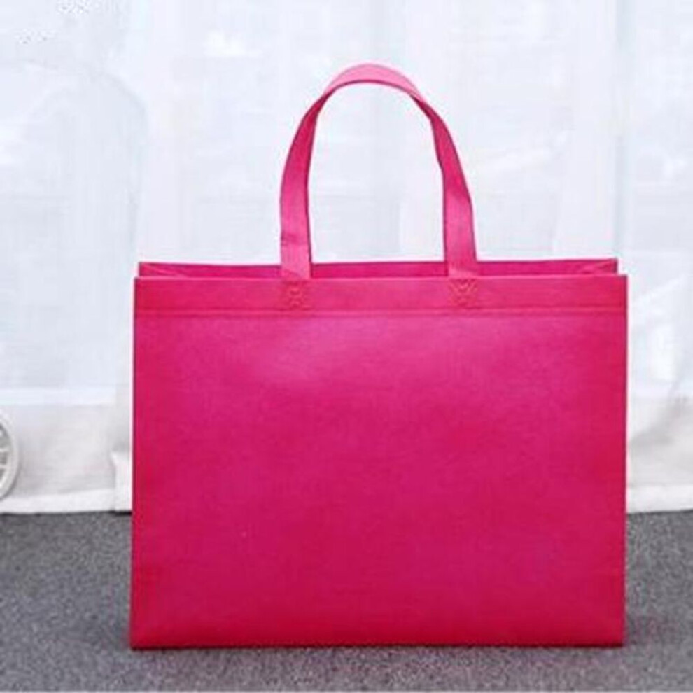 (rose red) Women Foldable Shopping Bag Reusable Eco Large Non Woven Shoulder Bags Cloth Bags
