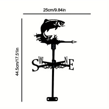 Fischdesign Weathervane, Metallwetterschaufel für Hausgarten Yard Dekor, Eisenhandwerk im Frei, Richtungswindanzeige kunst Statue Outdoor Dekor