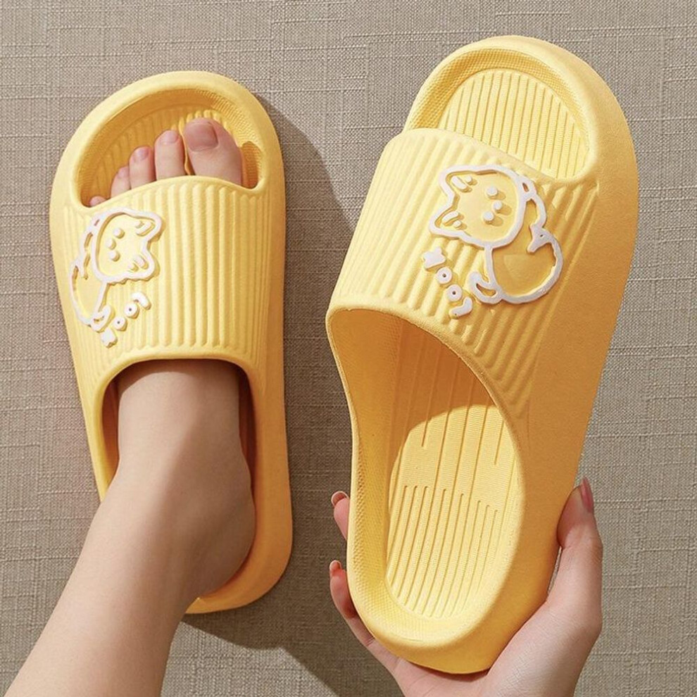 (yellow, 38-39) Women Soft Sole Cloud Slippers Summer Beach Thick Platform Slipper Sandals Women Eva Slippers Couple Home Flip Flops