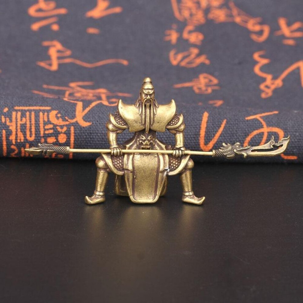 (B Standing) Brass Chinese God Of Wealth Riding Horse Guan Gong Statue Home Decoration Accessories Copper Office Desk Decor Buddha Ornaments