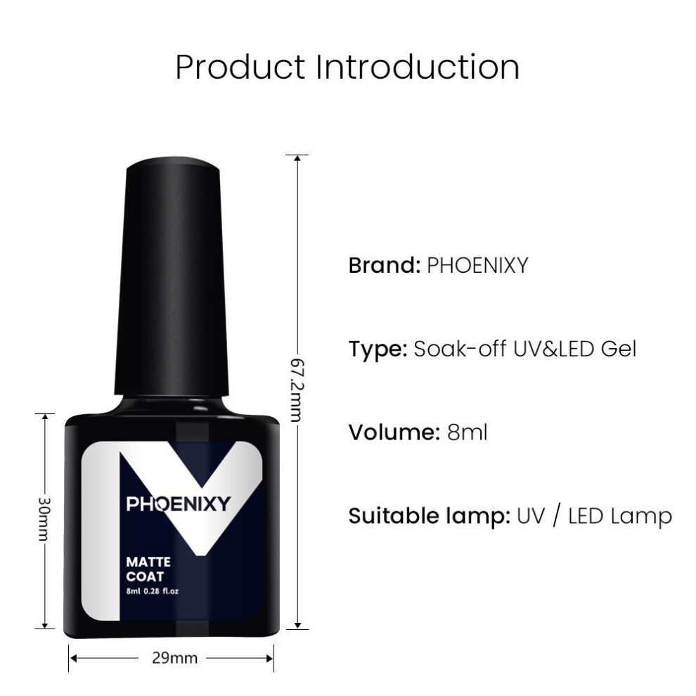 (005) PHOENIXY 8ml Base Top Coat Matte Coat For Drying Gel Polish Nail Art Tools DIY Nail Supplies At Home Manicure Salon