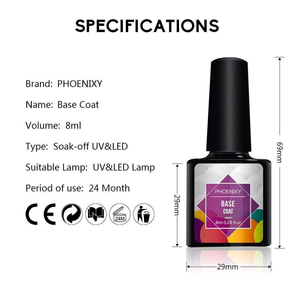 (002) Phoenixy 8ml Base Top Coat Matte Coat For Drying Gel Polish Nail Art Tools Diy Nail Supplies At Home Manicure Salon