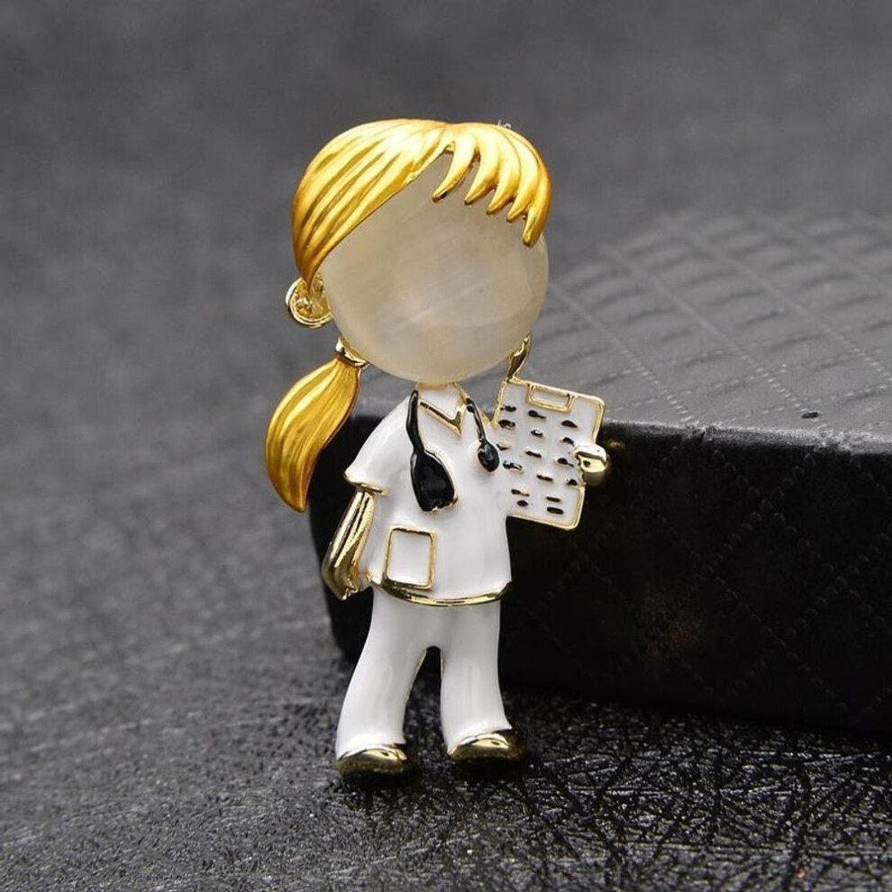 (Girl Nurse) Opal Enamel Doctor And Nurse Brooches Medical Brooch Pin Nurse Jewelry Fashion Jewelry Gift For Nhs