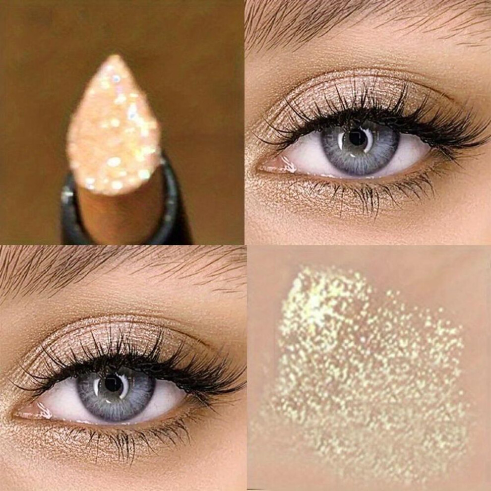 (2#) Monochrome Waterproof Glitter Eyeshadow Stick - Long-Lasting High Shine Easy to Form Makeup Sparkling Brightening Eyeshadow and Eyeliner