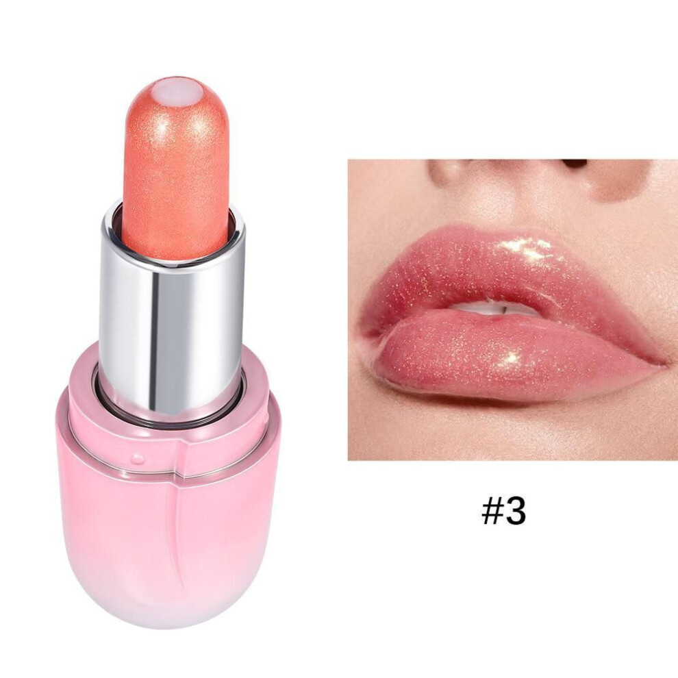 (3#) Sandwich Lipstick Pearlescent Long Lasting Waterproof Glitter Lipstick Shimmer Pearlescent Shiny Metallic Pink Lip Gloss Lip Glaze