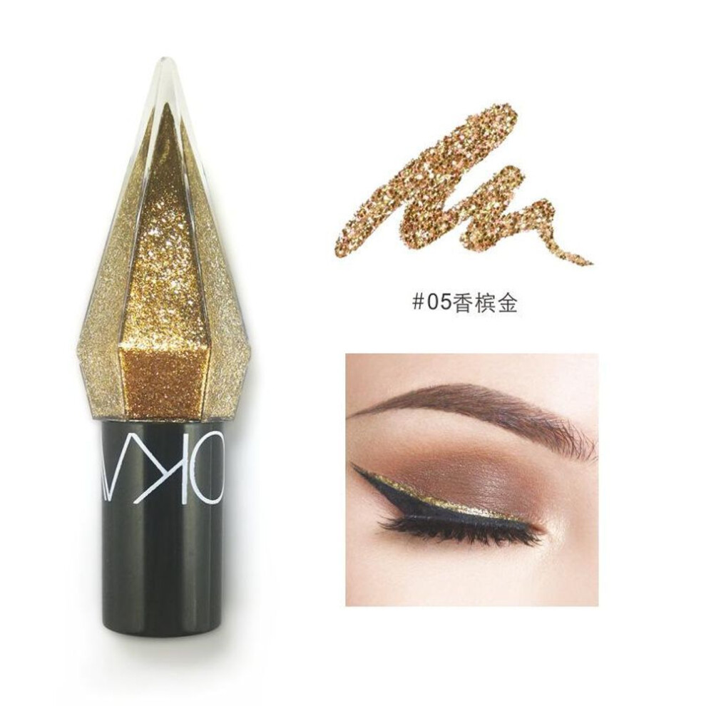 (05) Shiny Silver Eyeliner Eyeshadow Waterproof Diamond Rose Gold Color Glitter Sequins Eyeliner Eye Shadow Makeup Beauty Cosmetics