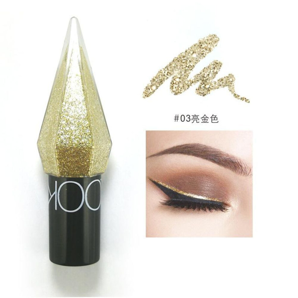 (03) Shiny Silver Eyeliner Eyeshadow Waterproof Diamond Rose Gold Color Glitter Sequins Eyeliner Eye Shadow Makeup Beauty Cosmetics