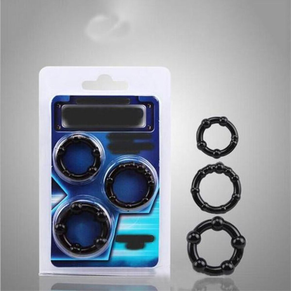 (3PCS Black) Raravip Nicerings Enlargement Sex Toys Sex Products Adult Toys Top Quality Elastic Lock Fine Ring