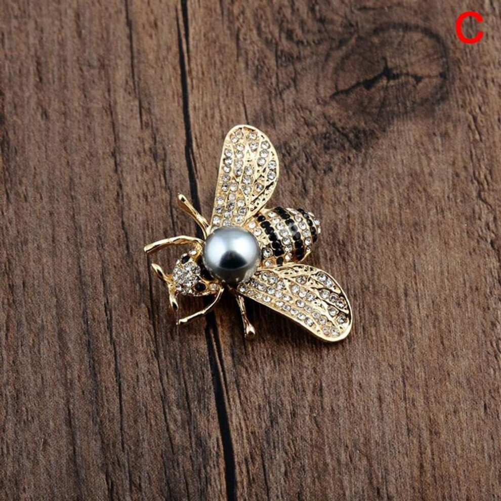 (gold, C) Insect Series Brooch Delicate Little Bee Brooches Pin Jewelry