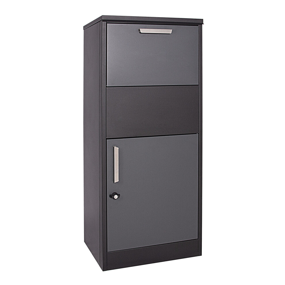 XPOtool Parcel Post Box Black 50 x 37.5 x115 cm Freestanding Letter Box, Lockable With Set of 2 Keys, Ensures Easy Parcel Delivery at Home, Drop Bo...