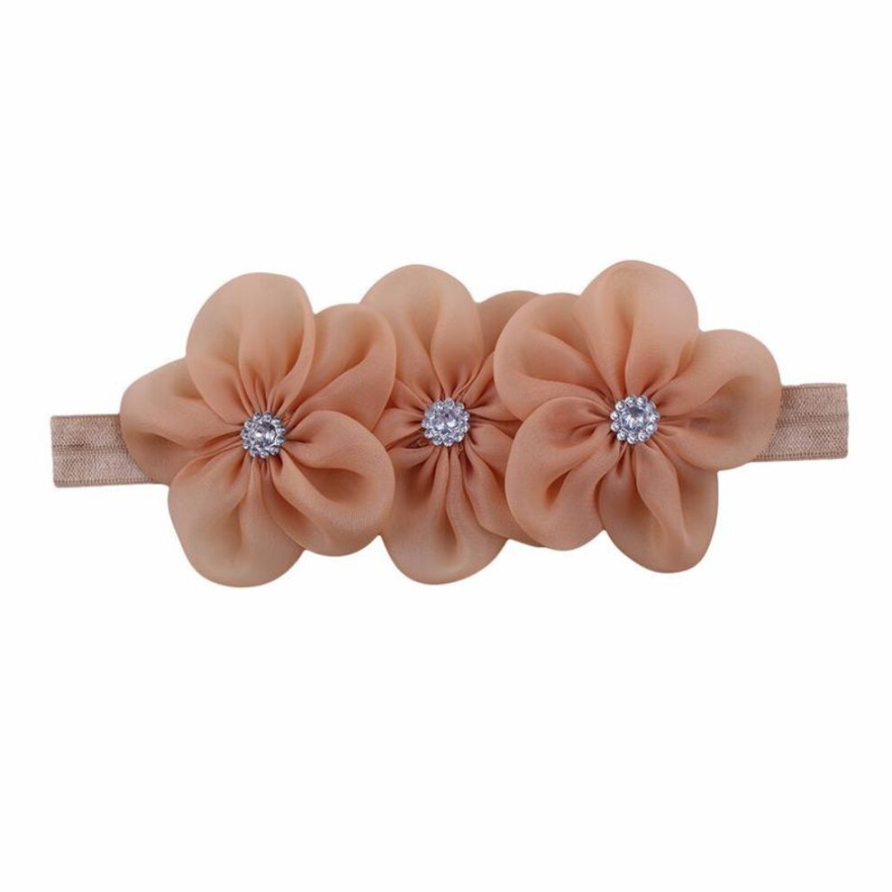 (khaki) New Color Band Pearl Diamond Hair Band New Hair Band Sewing Tri-head Band Children Hair Accessories