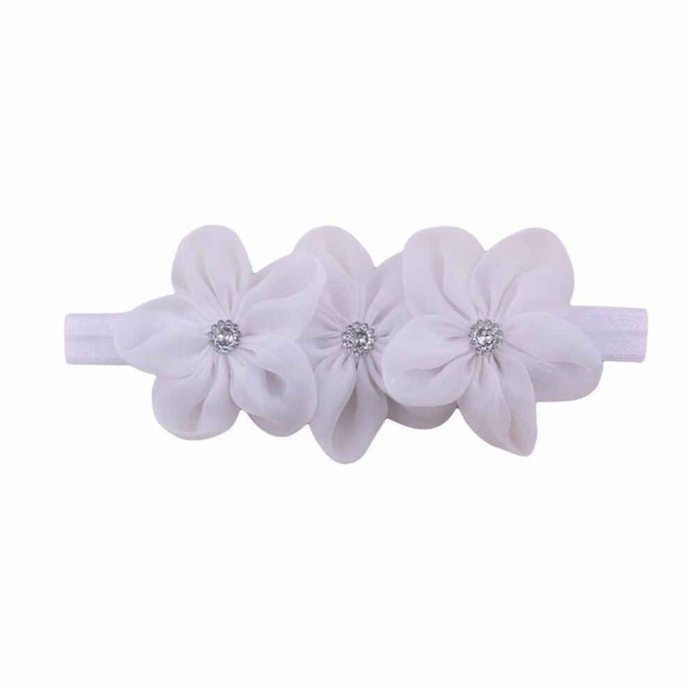 (white) New color band pearl diamond hair band new hair band sewing tri-head band children hair accessories
