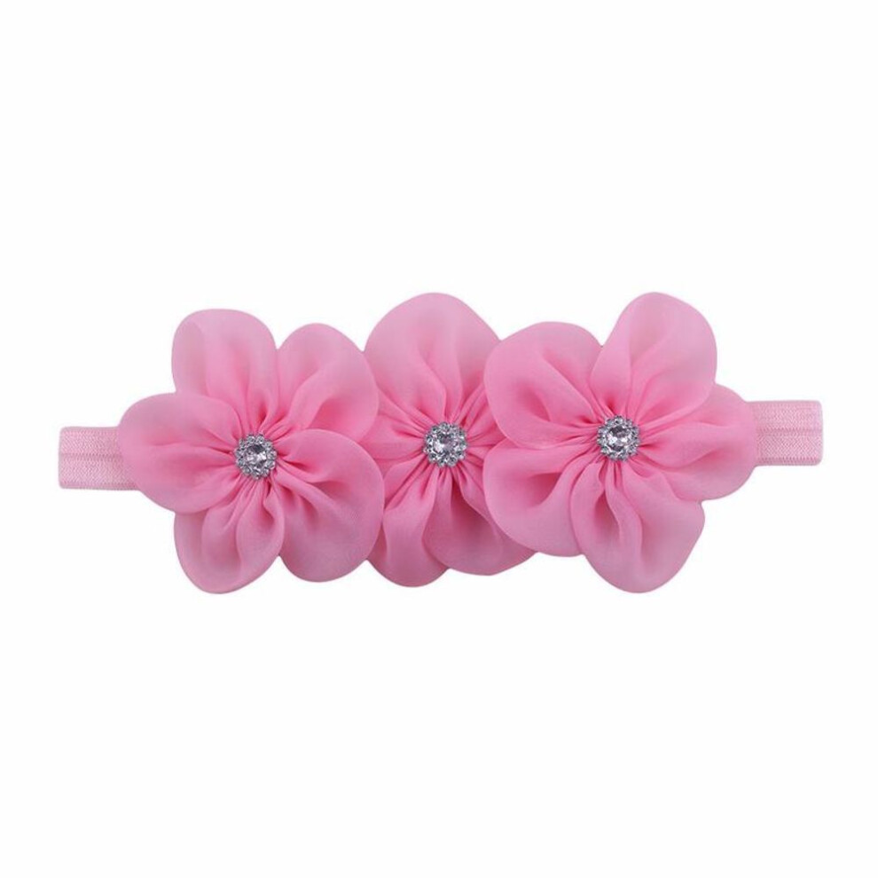 (pink) New Color Band Pearl Diamond Hair Band New Hair Band Sewing Tri-head Band Children Hair Accessories