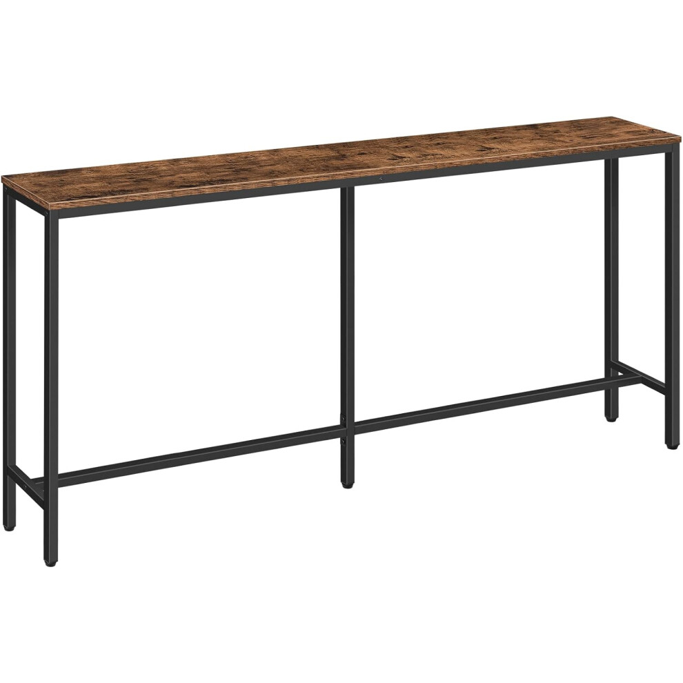 (160 x 20 x 80.5 cm (L x W x H), Rustic Brown) Console Table, 160 CM Narrow Long Sofa Table, Entryway Table, Industrial Sofa Table, Side Table, for Hallway, Living Room, Sturdy and Stable