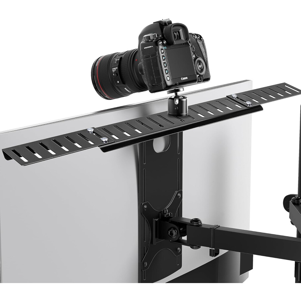 (Large Shelf) DSLR Monitor Mount – Monitor Shelf for Desk Camera Mount, Light Webcam and Microphone Camera Shelf for Monitor VESA Arm
