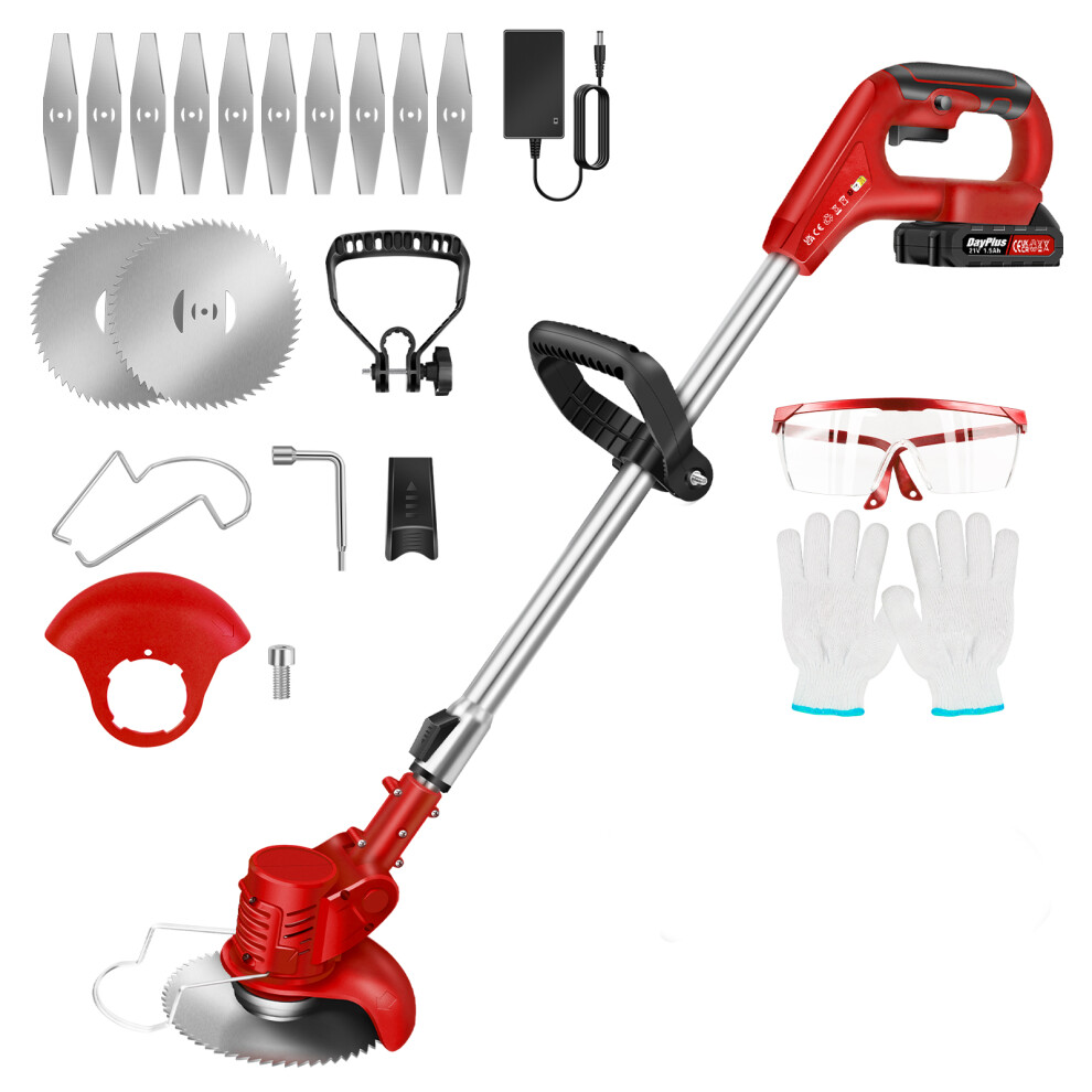 (With 2 Batteries) Cordless Grass Trimmer & Lawn Edger - Battery Powered Garden Tool for Borders, Pruning & Weed Cutting