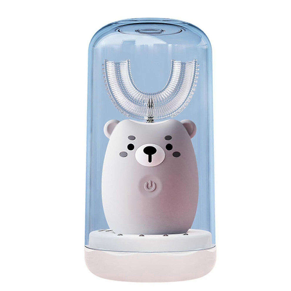 Spiez Blue,Grey (2-6 Years Old, Grey) Cartoon Bear Electric Toothbrush For Children Waterproof U-Shaped Full Automatic Toothbrush