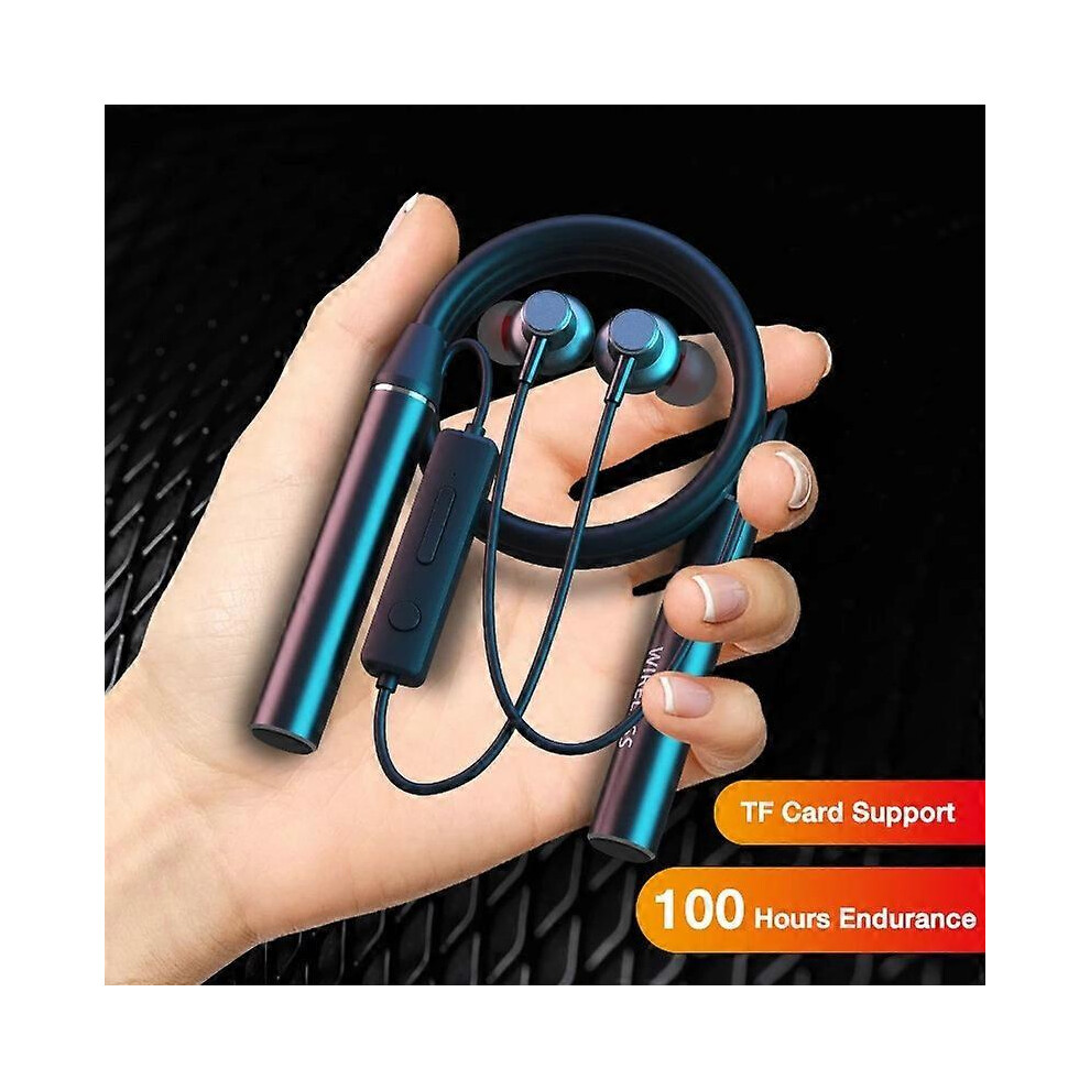 (Black, One Size) 100 Hour Endurance Bluetooth Headphone Bass Wireless Headphones With Mic Stereo Neckband Earphones Sport Headset Blue,Black 6910536077398