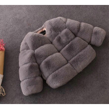 (110cm, One size) Girls Grey Faux Fur Baby Thick Parka Girl Warm Coats Jacket Outerwear Children