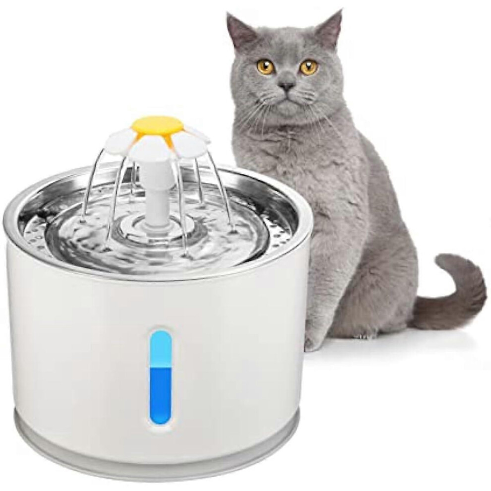 (As show, One size) Intelligent Automatic Cat Dog Water Fountain 24L Large Capacity Stainless Steel Water Dispenser with Smart Pump Blue LED Light
