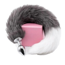 (S, grey) Metal Massager Fox Tail Role Play Cosplay