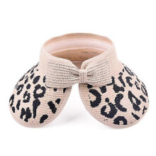 (Beige, One size) Women Sun Hat Wide Brim Foldable Leopard Print Beach Hat