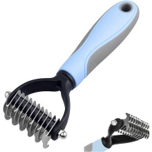 (As show, One size) LINJOU Pet Grooming Dematting Comb, Double Sided Teeth Blade