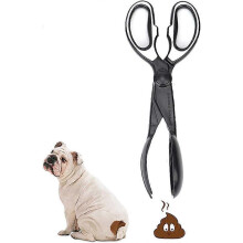 (As show, One size) LINJOU Pet poop tongs scissors,black