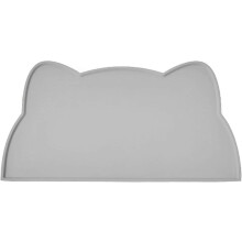 (As show, One size) LINJOU Silicone Pet Feeding Mat Non Slip Dog Bowl Mat Waterproof Tray Cushion (Grey)