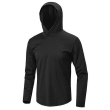 (XL, Black) Jwl-kefitevd Quick Dry Men's Upf 50+ Long Sleeve T-shirts Sun/uuv Protection Outdoor Hiking T-shirt Sunscreen Shirts Tops W/ Hoodie