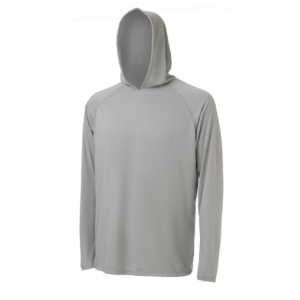 (XXL, Gray) Jwl-kefitevd Quick Dry Men&#39;s Upf 50+ Long Sleeve T-shirts Sun/uuv Protection Outdoor Hiking T-shirt Sunscreen Shirts Tops W/ Hoodie-image-OPC-PG58QBZ-NEW