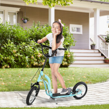 HOMCOM Kids Stunt Scooter with 12" Rubber Tyres, Adjustable Handlebar, Blue