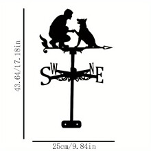 Rostresistentes Metallwetter-Vane, Man & Dog Silhouette Design, ideal für Dekor im Freien, Garten, Rasen, Scheune, Zaun, Dach