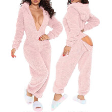 (M, One size) Opening Pajamas Long Warm Brushed Bodysuit