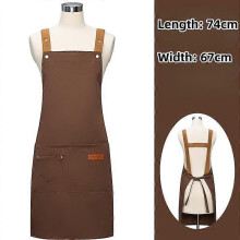 (Brown, One size) 1pcs Canvas Apron for Men and Women with Pockets