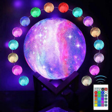 (As show, One size) Moon Lamp Lava Lamp Night Light Galaxy Lamp16 Led Colors With Wooden Stand & Remote/touch Control And Usb Rechargeable Gifts For Girls Boys