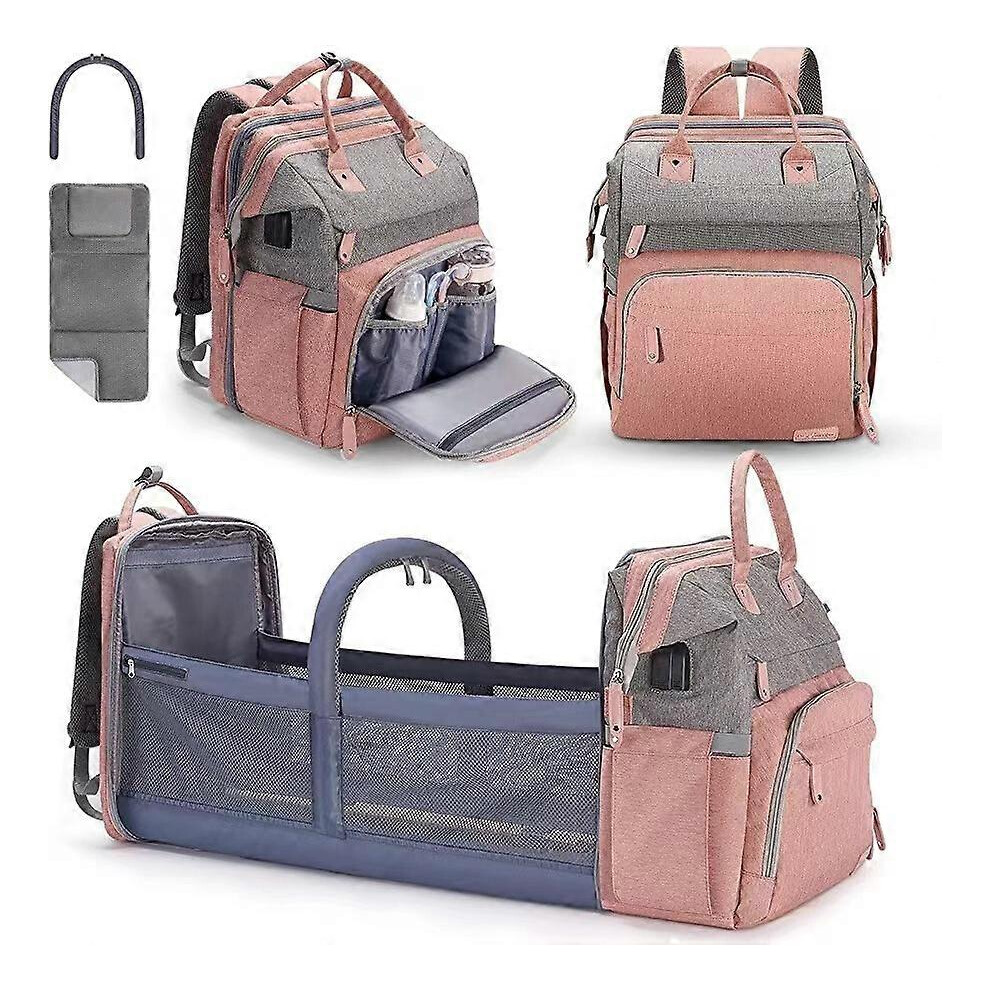 (Pink, One Size) Diaper Bag Backpack With Changing Station, Large Diaper Bag, Multifunctional Diaper Bag Blue,Pink Spiez