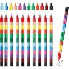 12 X Stacking Crayons, Colouring Pencils Rainbow Point Crayons, Stacking Crayons Pencil Crayons for Kids, Colouring Pencils Set Painting Drawing