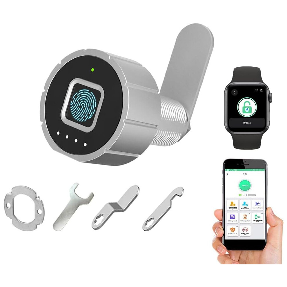 (F2-20mm) Phone App Cabinet Lock 20MM (17MM) Biometric Drawer Lock with 3 Sizes Tubular Cam 20 Fingerprints 1000  App Users Support iOS Watch