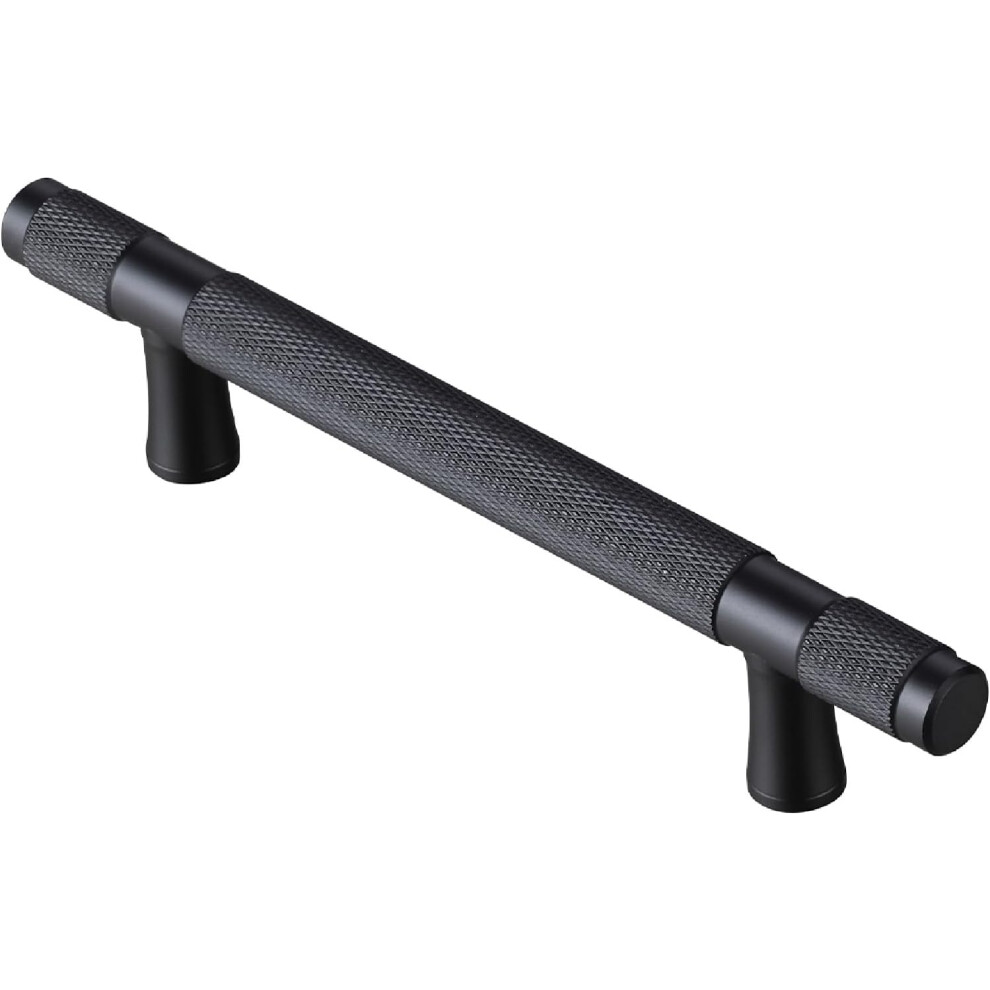 (Hole Spacing:128mm, Black) 10 Pack Black Cupboard Handles Knurled - 128mm Hole SpacingBlack Kitchen Cupboard Handles, Wardrobe Door Handles and Kitchen Door Handles