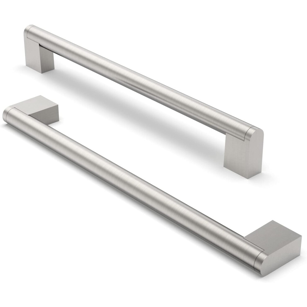 (224mm, Brushed Nickel) 10 Pack Cabinet Pulls, Hardware Drawer Handles, Stainless Steel Kitchen Cabinet Door Handles Pull, Brushed Nickel-224mm(8.8 Inch) Hole Center