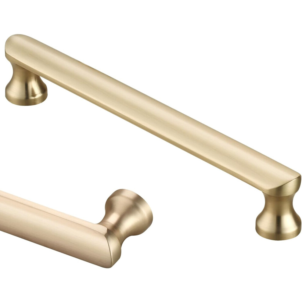 (Hole Spacing: 128mm, Gold) Gold Kitchen Handles 10 Pack 128mm Hole Spacing Gold Cupboard Handles, Gold Wardrobe Handles and Gold Handles for Drawers