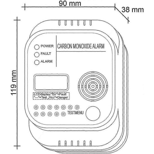 Carbon Monoxide Detector, Battery Powered, Gas Detector with Display And Temperature Gauge 2