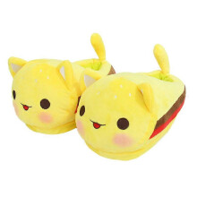 (Yellow A, One size) Cat Plush Slippers Cute Anime Cartoon Aphmau Plush Cat Stuffed Animal Plush Slippers Gift For Fans Kids