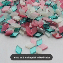(Blue white pink color, One size) 300 Pieces Assorted Color Clear Glass Mosaic Tiles For Diy Crafts 11mm