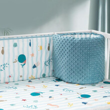(100CM, E) Breathable crib border, cot border, padded crib border, baby bed, collision protection, soft, breathable baby bed border, washable bed border