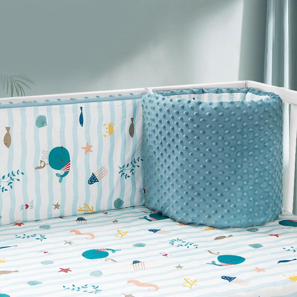 (230CM, E) Breathable crib border, cot border, padded crib border, baby bed, collision protection, soft, breathable baby bed border, washable bed bord