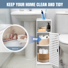 3-Tier Bathroom Floor Cabinet with Door - Freestanding Storage Organizer for Bathroom, Kitchen, Bedroom, Living Room - Compact Shelf Unit